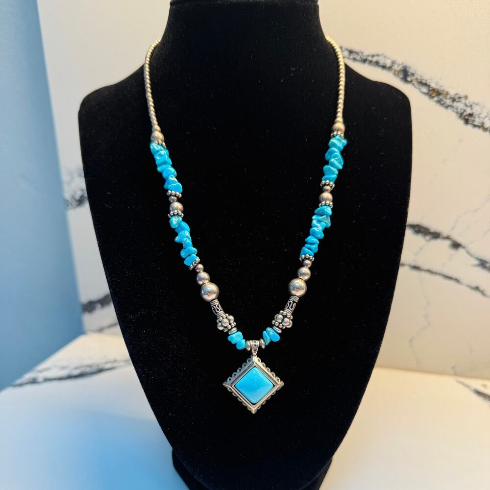 925 Sterling Silver Turquoise Southwest Statement Necklace